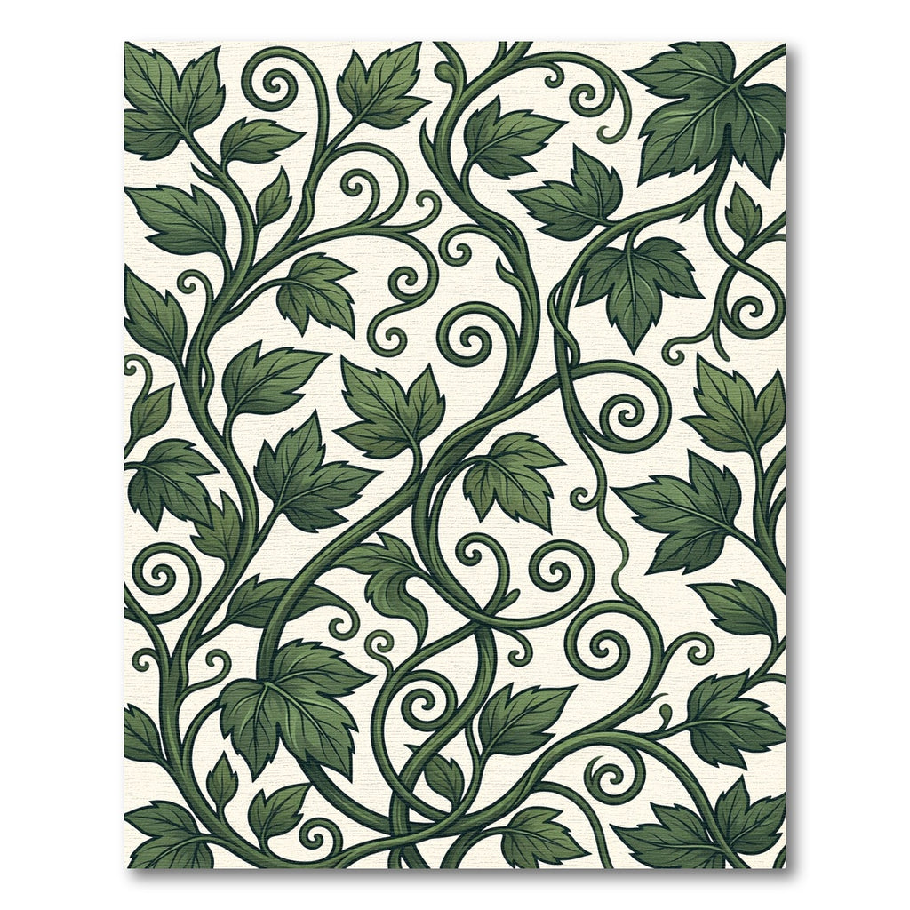 Lush Emerald Foliage Scrolling Vine Tapestry Rug