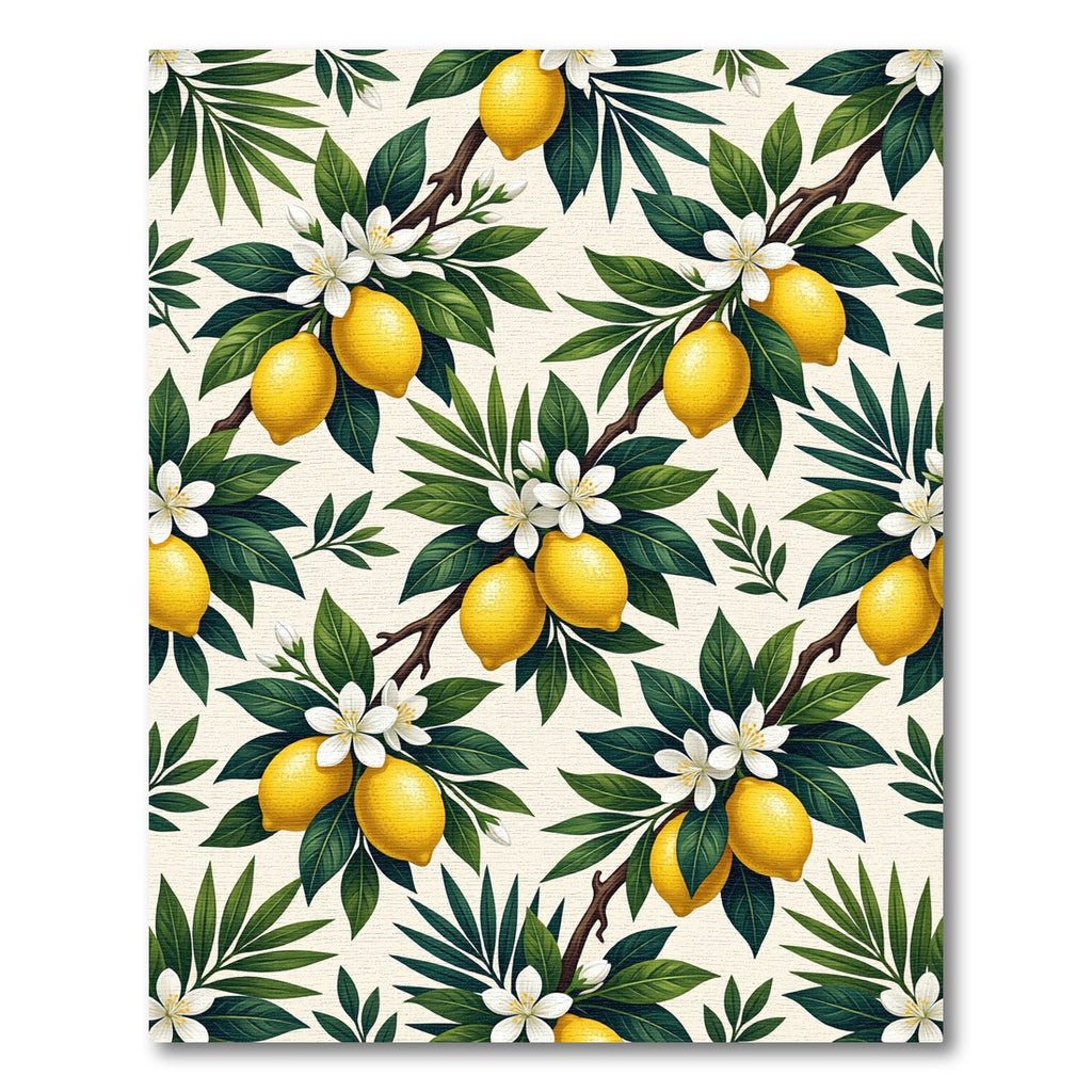 Sunny Lemon Citrus Blossom Botanical Art Rug