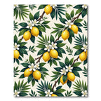 Sunny Lemon Citrus Blossom Botanical Art Rug
