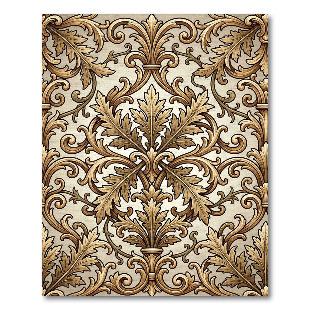 Ornate Gold Acanthus Scroll Art Rug