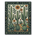 Southwestern Desert Cactus and Floral Art Rug