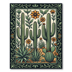 Southwestern Desert Cactus and Floral Art Rug