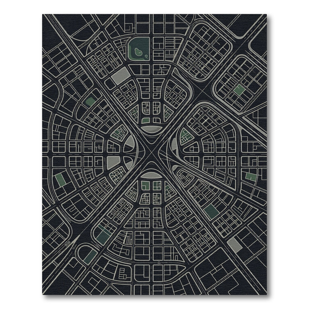 Abstract Cityscape Black White Grid Rug