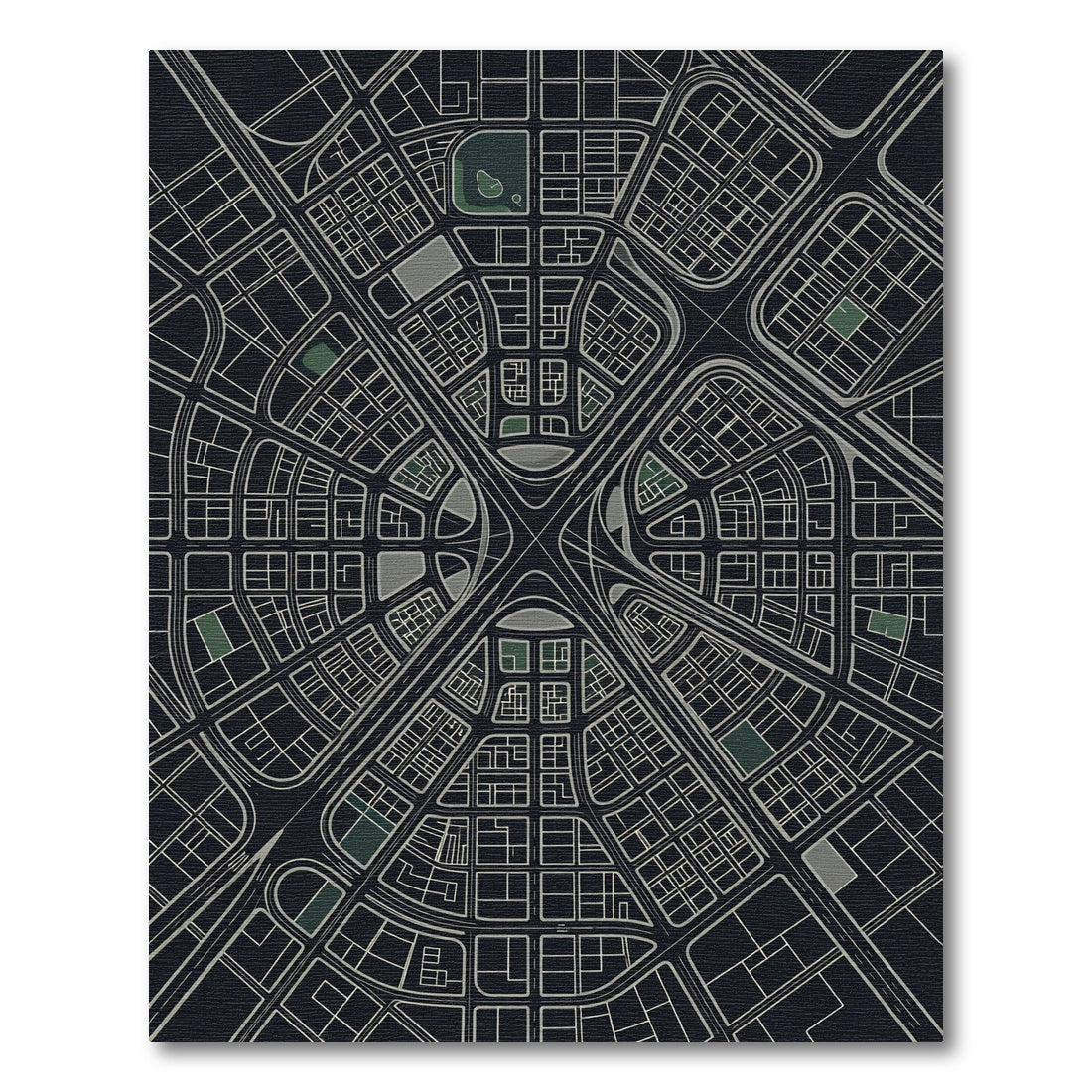 Abstract Cityscape Black White Grid Rug