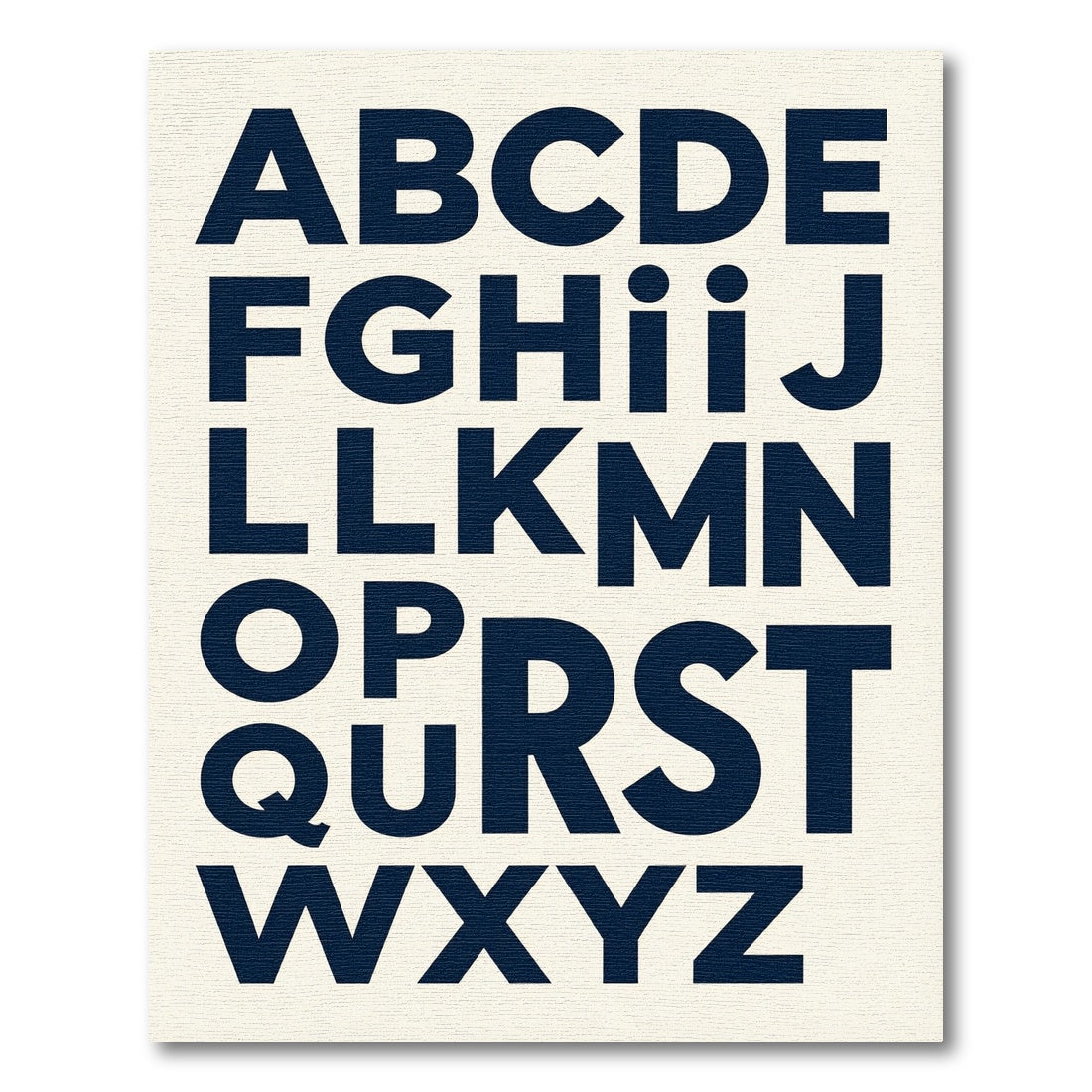 Bold Navy Alphabet Typography Letter Grid Rug