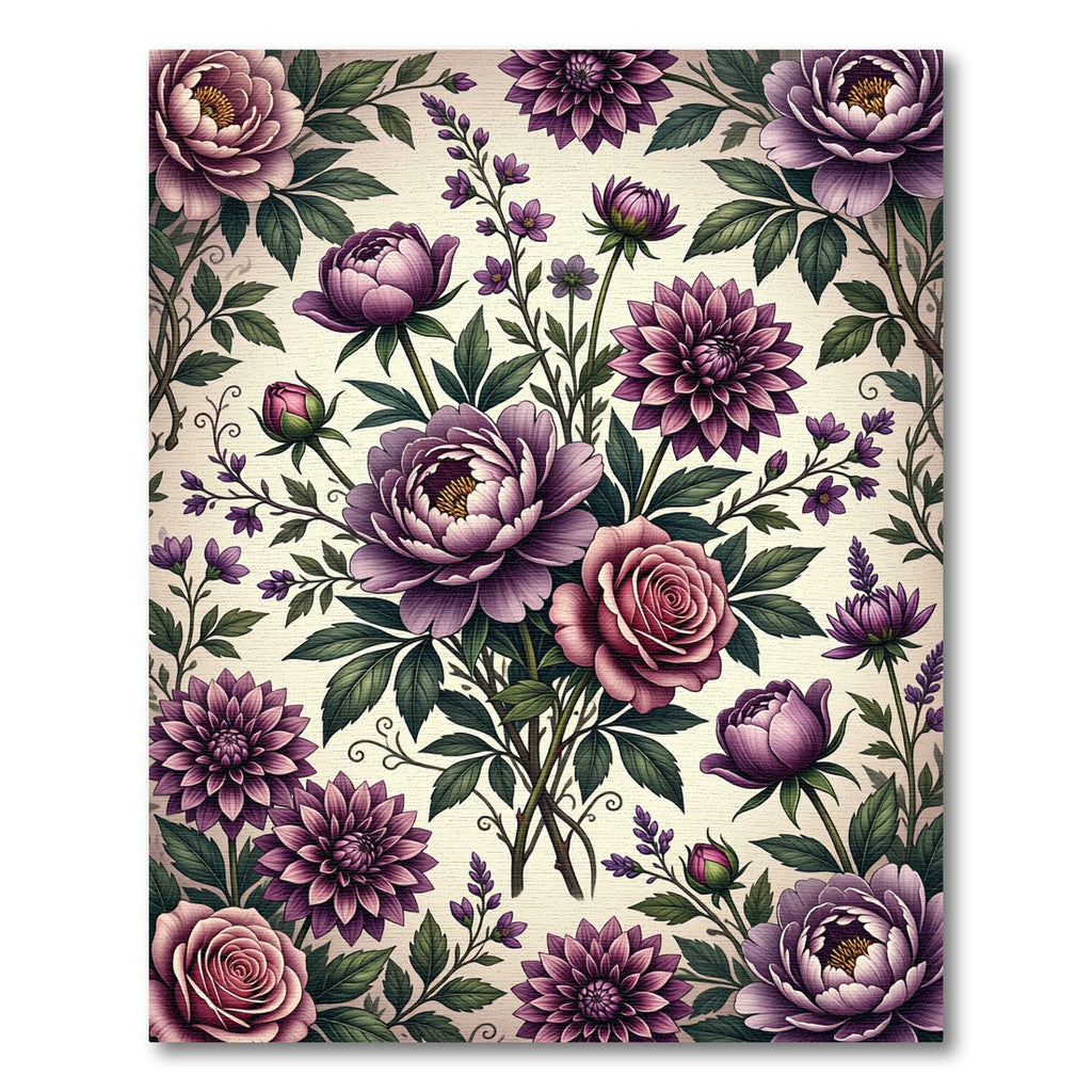 Vibrant Purple Dahlia Rose Bouquet Rug