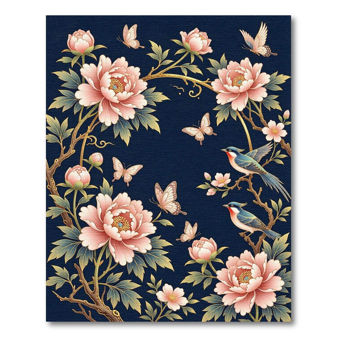 Enchanting Peony Blossom Butterfly Garden Rug