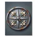 Floral Compass Steel Gray Iron Rug