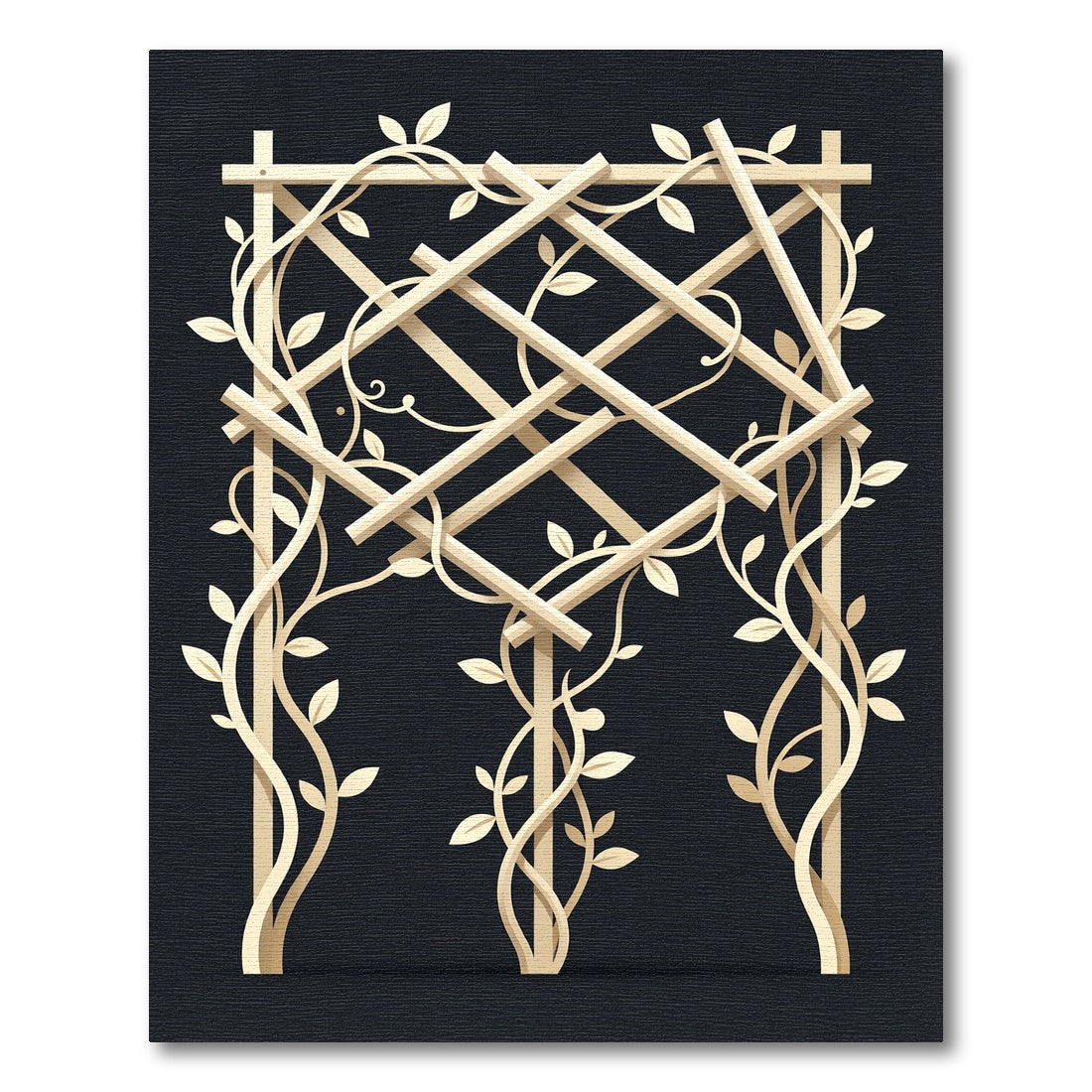 Beige Cream Trellis Vine Garden Art Rug