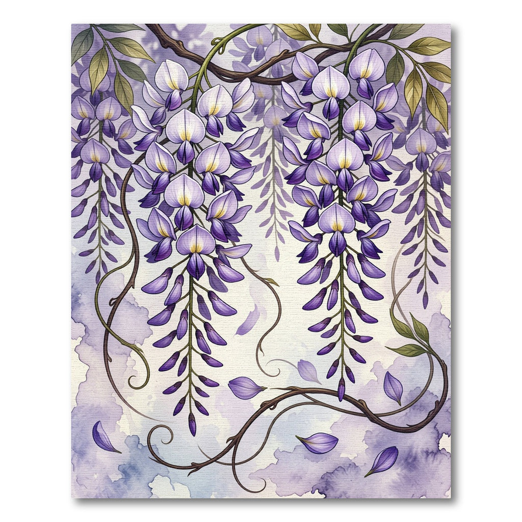 Ethereal Purple Wisteria Cascading Blossoms Rug