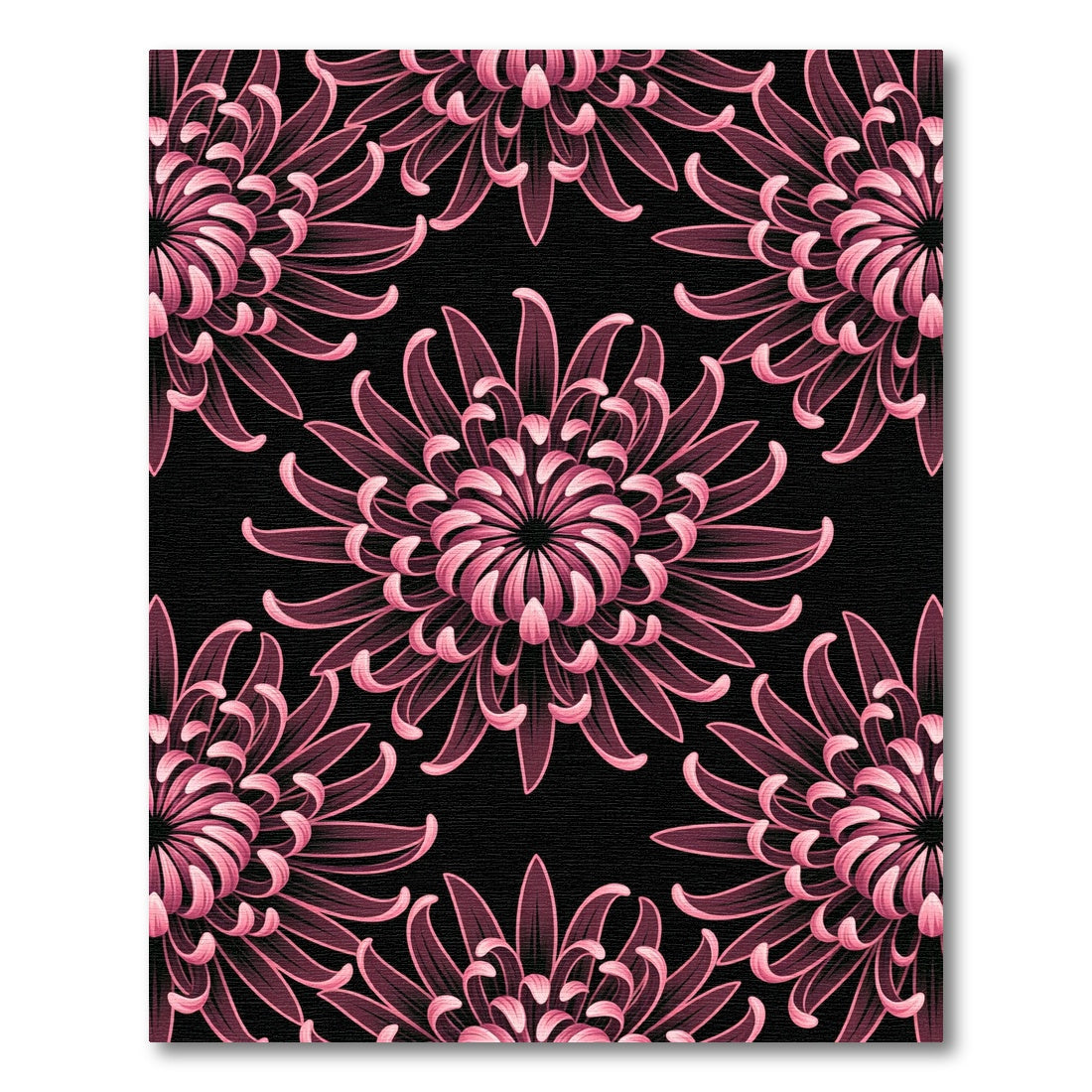 Dark Pink Chrysanthemum Floral Art Rug
