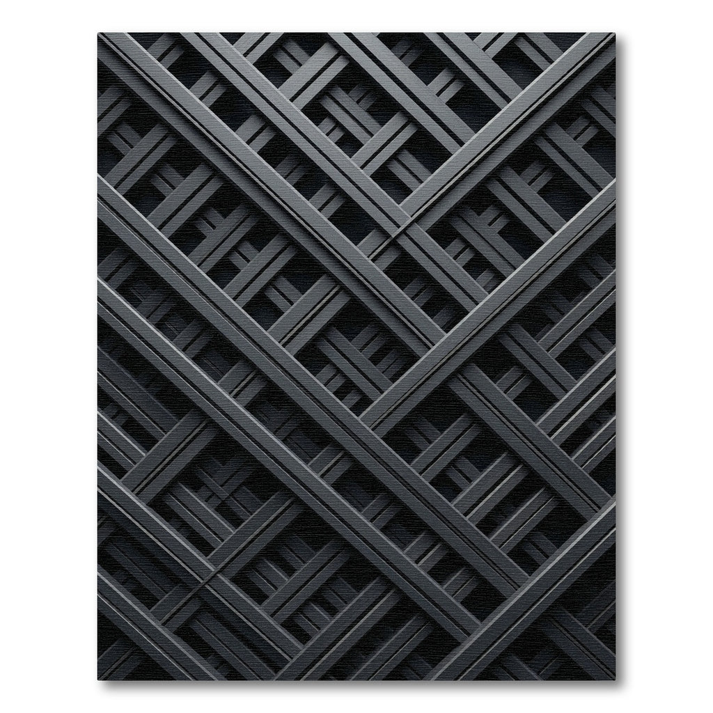 Modern Charcoal Geometric Intersecting Grid Rug