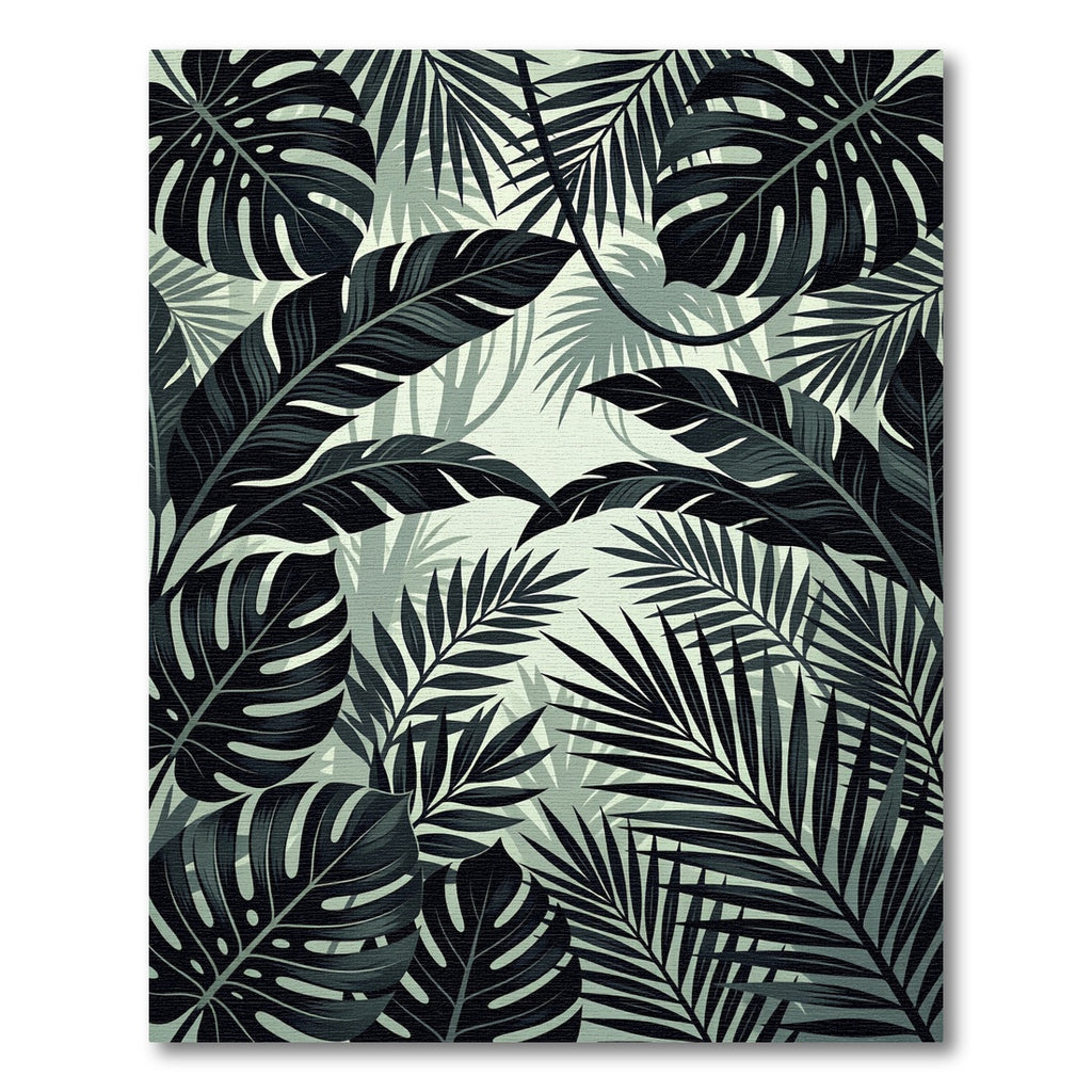 Monstera Palm Dark Forest Panorama Rug