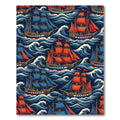 Dramatic Nautical Ship and Wave Scene Rug