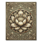 Elegant Golden Lotus Floral Medallion Rug