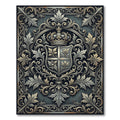 Ornate Silver Heraldic Crest Filigree Rug