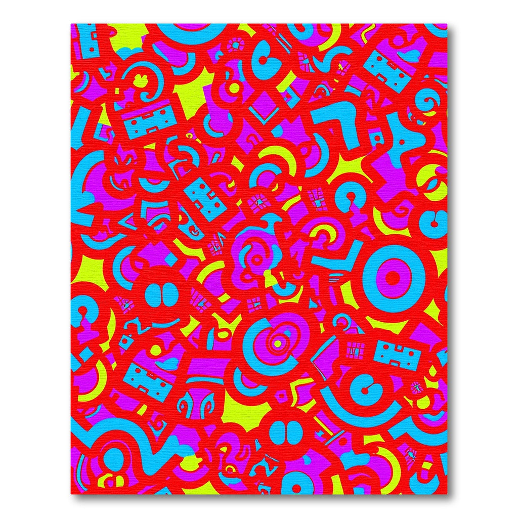 Vibrant Red Blue Abstract Composition Rug