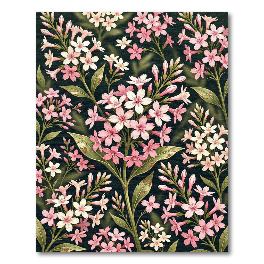 Elegant Pink Blossom Floral Dark Garden Rug