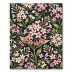 Elegant Pink Blossom Floral Dark Garden Rug