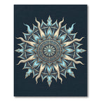 Celestial Sky Blue Sunburst Mandala Rug