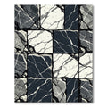 Monochrome Geometric Cracked Stone Mosaic Rug