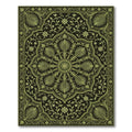 Olive Green Floral Medallion Art Rug