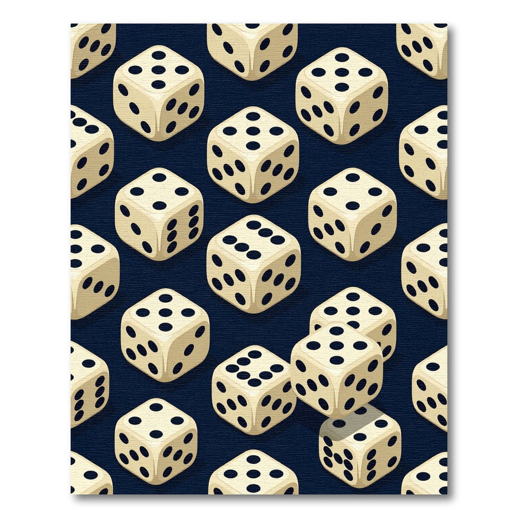 Classic Ivory Dice Isometric Navy Background Rug