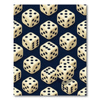 Classic Ivory Dice Isometric Navy Background Rug