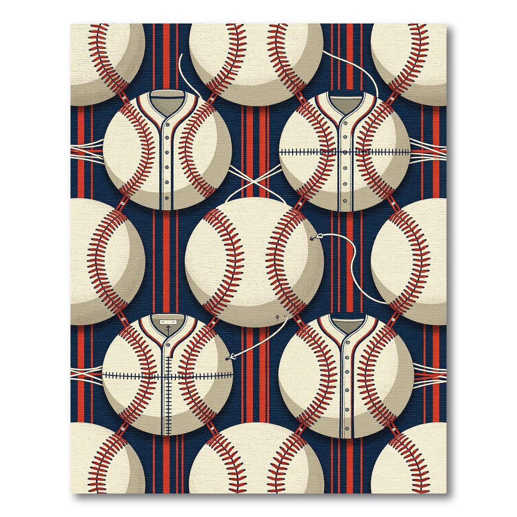 Cream Baseball Jersey Stripe Navy Graphic Rug