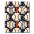 Cream Baseball Jersey Stripe Navy Graphic Rug