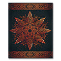 Fiery Orange Eight Pointed Star Mandala Rug