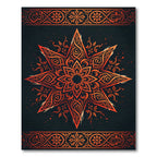 Fiery Orange Eight Pointed Star Mandala Rug