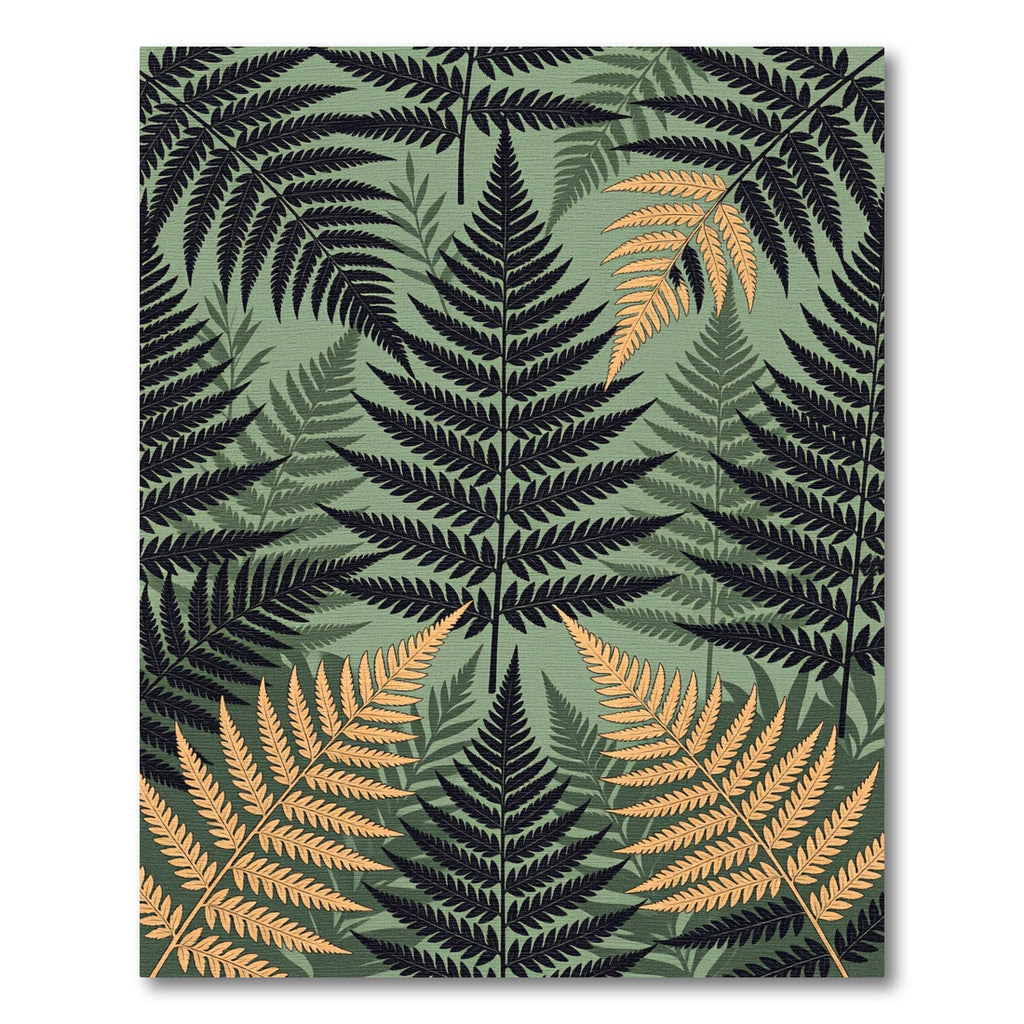 Lush Sage Golden Fern Foliage Rug