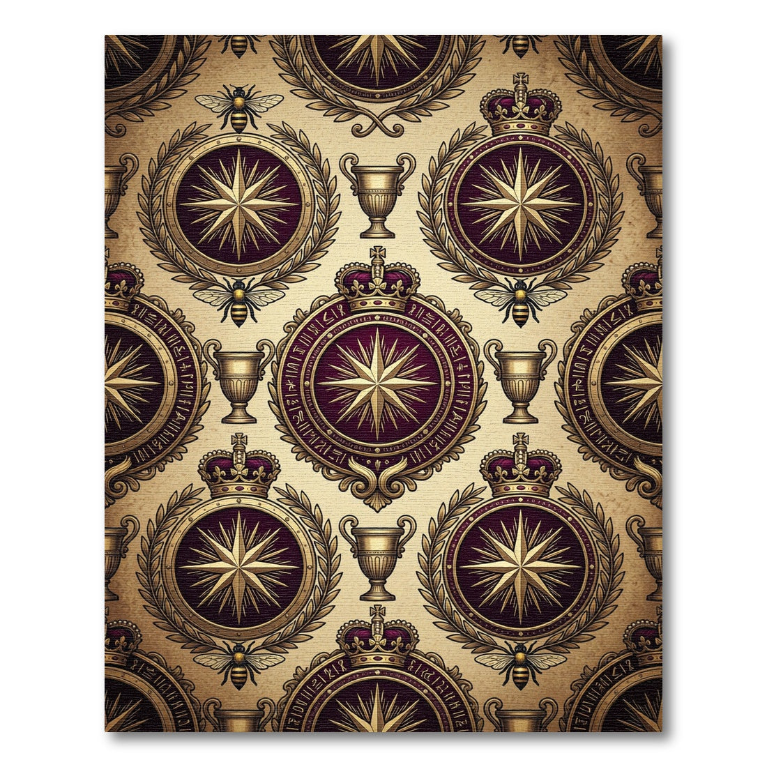 Royal Gold Crowned Medallion Bee Rug