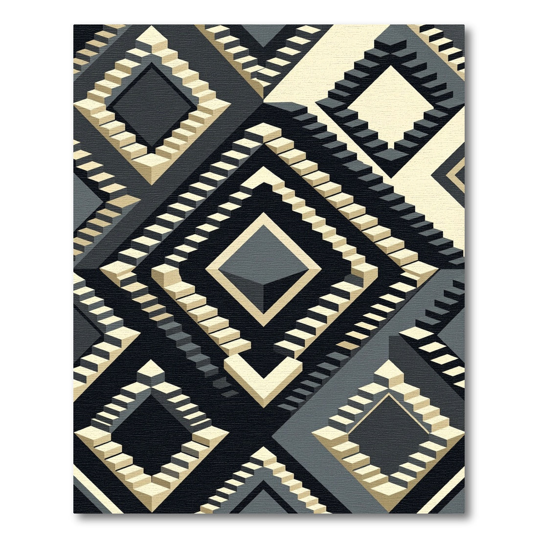 Optical Illusion Stairs Geometric Rug