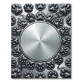 Brushed Silver Metallic Paw Print Medallion Rug