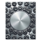Brushed Silver Metallic Paw Print Medallion Rug
