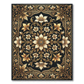 Golden Floral Scrollwork Medallion Rug