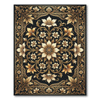 Golden Floral Scrollwork Medallion Rug