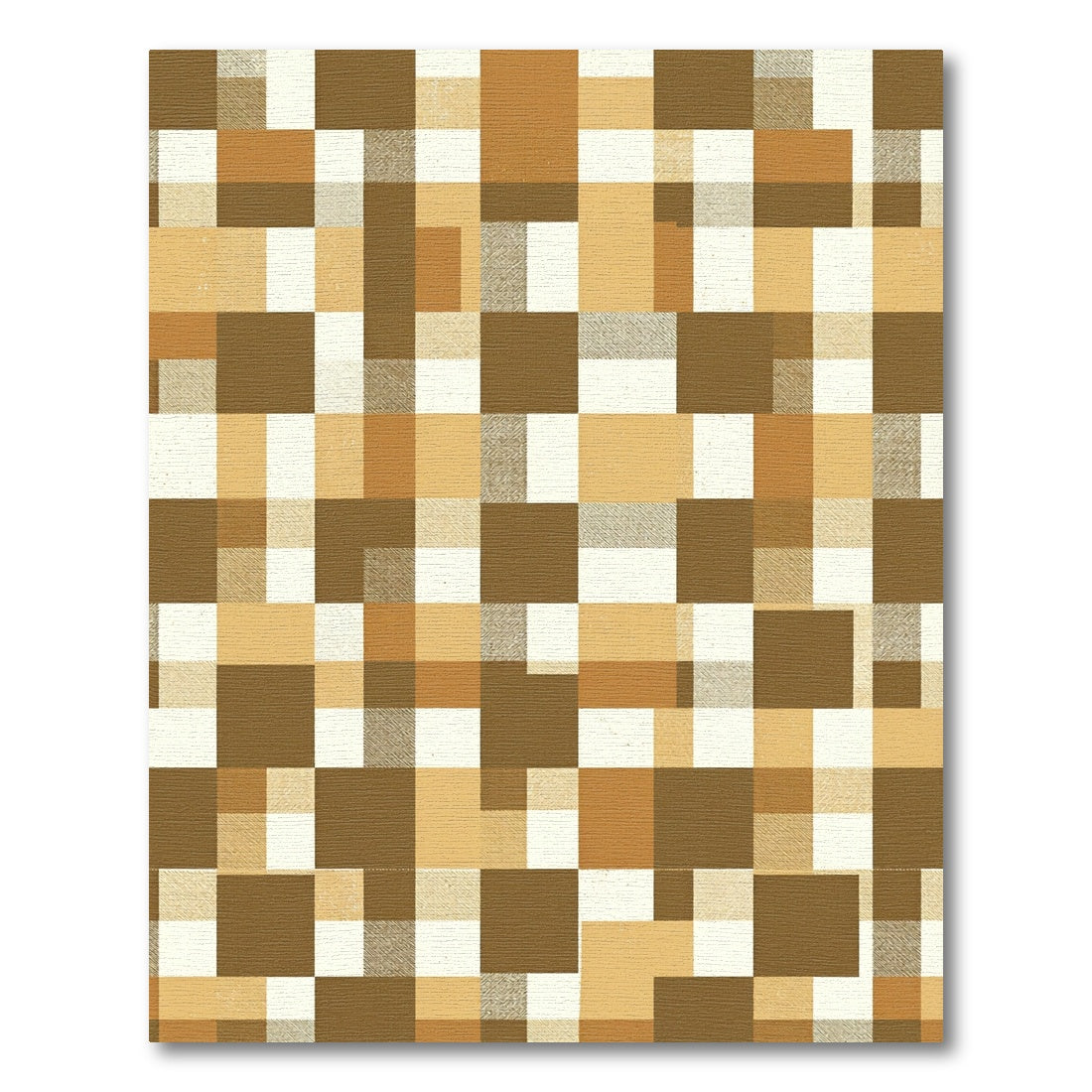 Earthy Toned Geometric Block Grid Rug