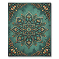 Elegant Teal Golden Floral Medallion Rug