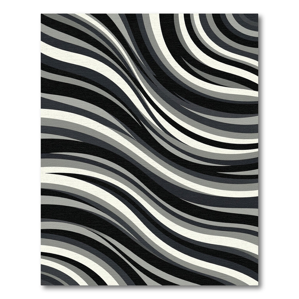 Monochrome Wavy Stripe Flow Rug