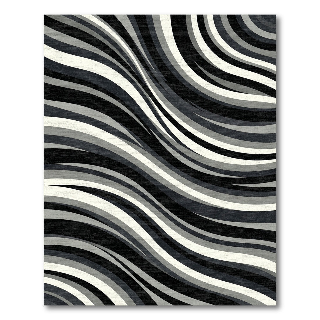 Monochrome Wavy Stripe Flow Rug