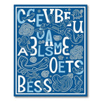 Blue Whimsical Aquatic Animals Alphabet Rug