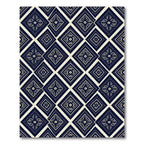 Navy Blue Geo Diamond Folk Art Rug