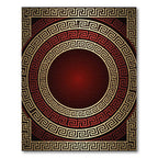 Crimson Gold Layered Greek Key Rug