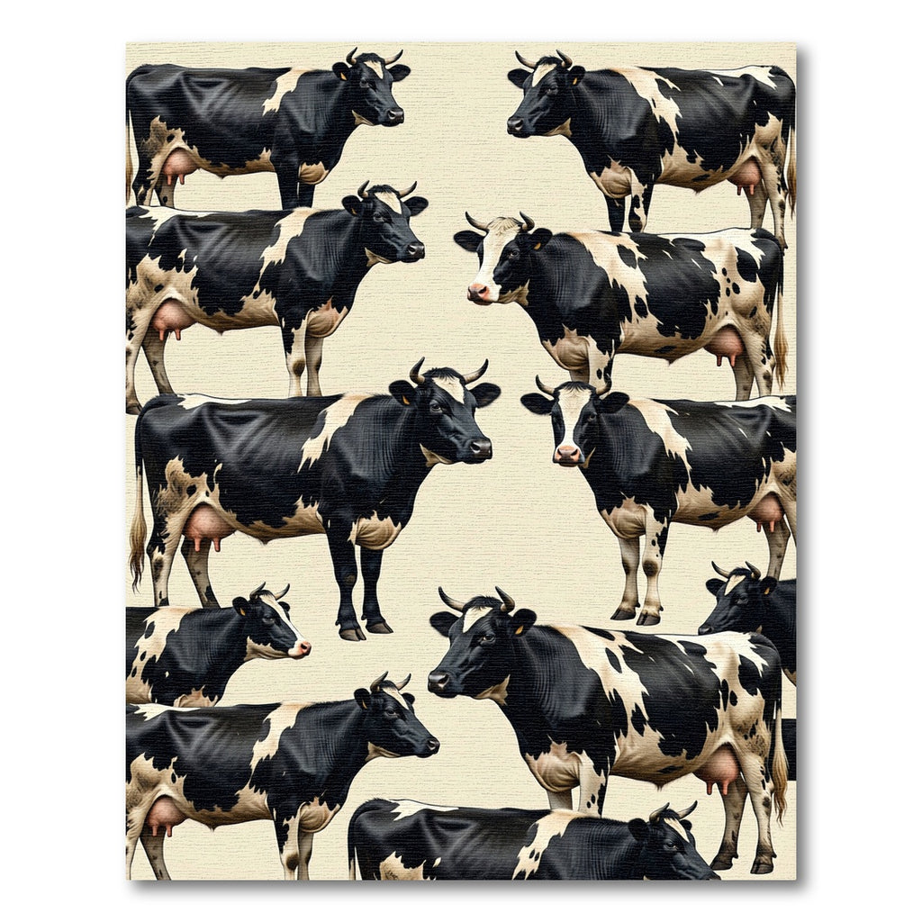 Black and White Holstein Cow Herd Rug