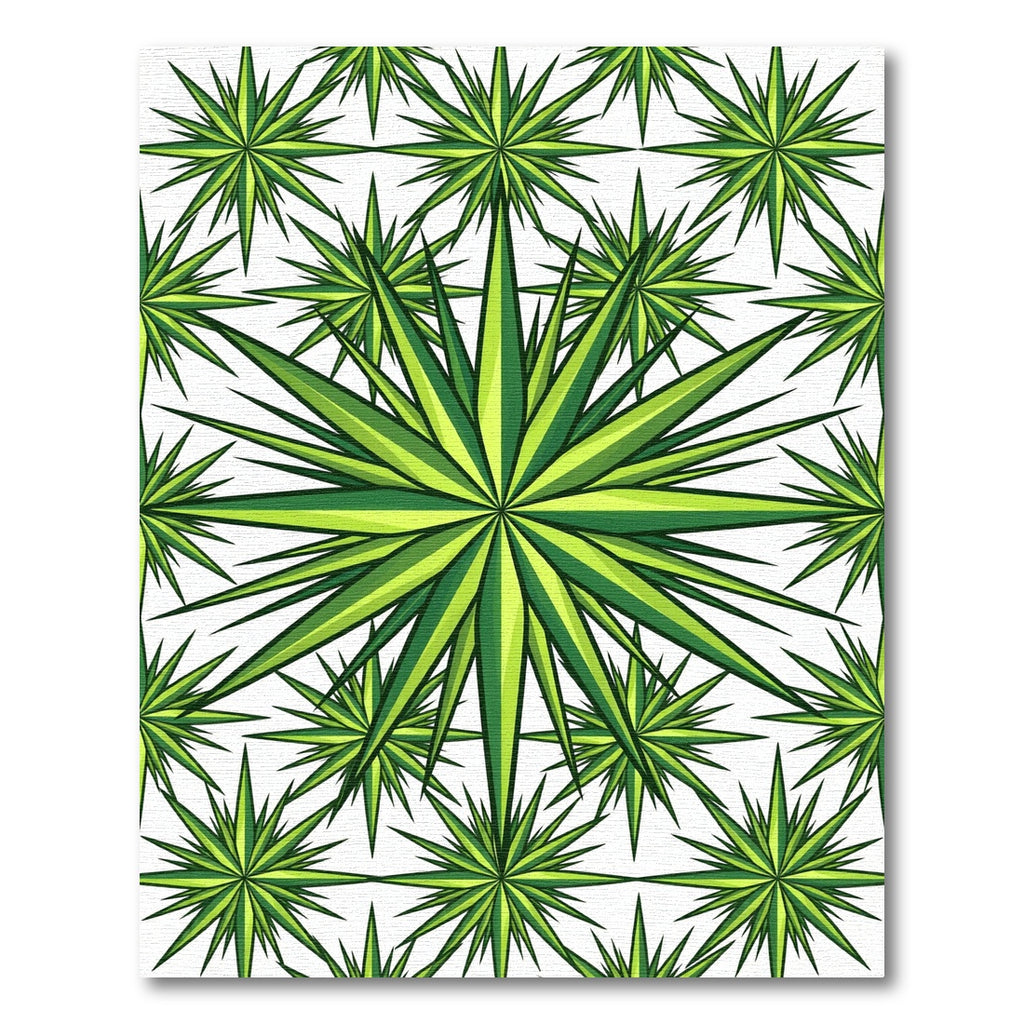 Vibrant Lime Green Starburst Fractal Rug