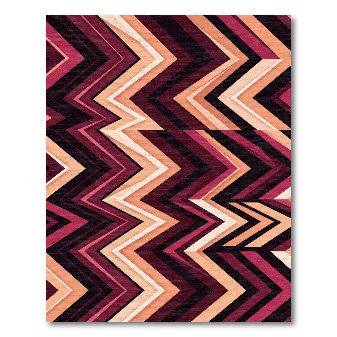 Crimson Peach Chevron Stripes Rug