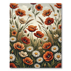 Wildflower Poppies and Daisies Meadow Rug